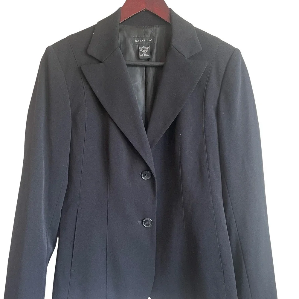 Rafaella Women Tailored Blazer‎ 6 Black Minimalist Career Office Jacket Workwear